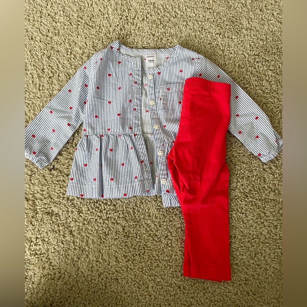 Carters blue/red heart outfit 18m